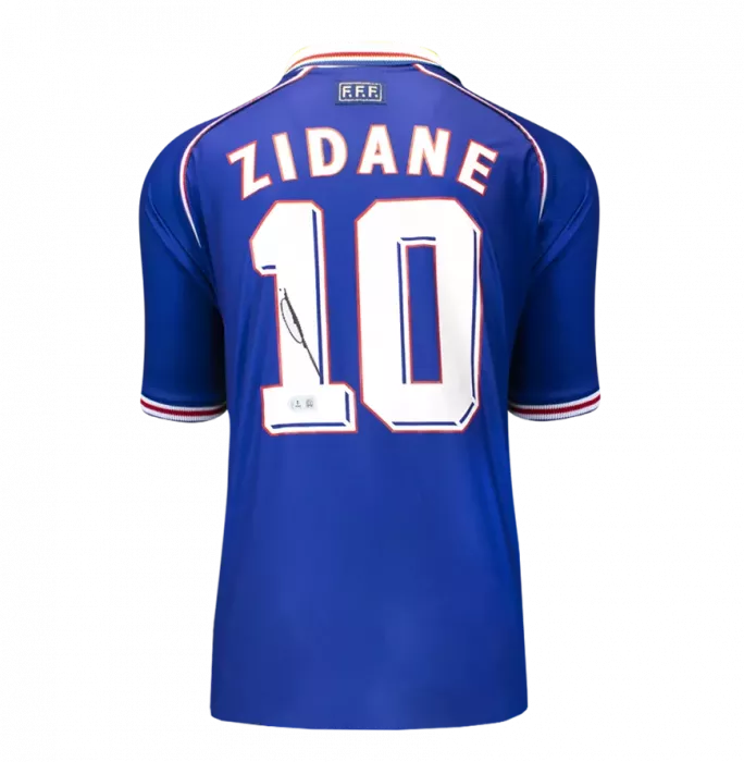 Icons Zinedine Zidane Back Signed France 1998 Home Shirt In Classic Frame
