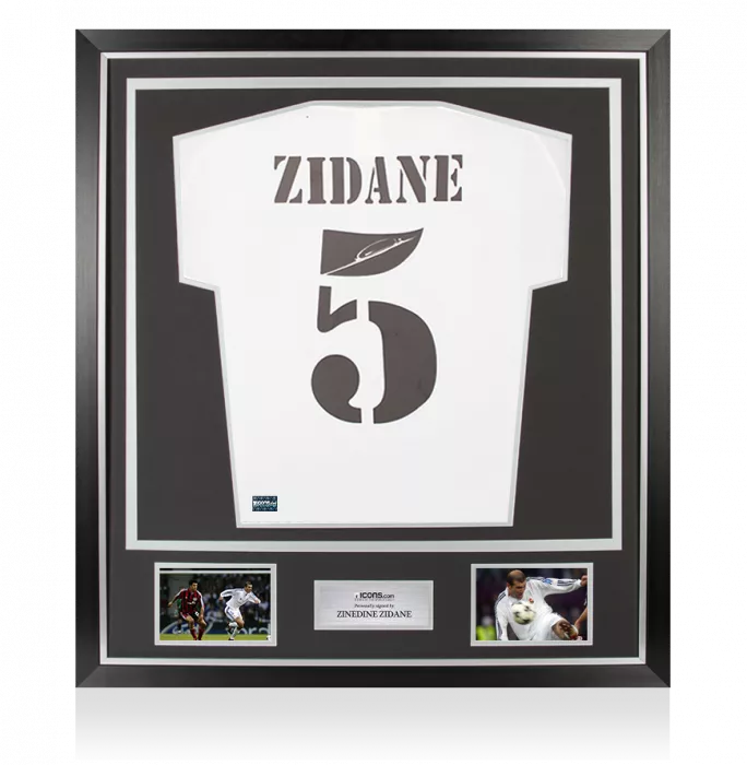 icons Zinedine Zidane Back Signed Real Madrid 2001 Home Shirt In Classic Frame