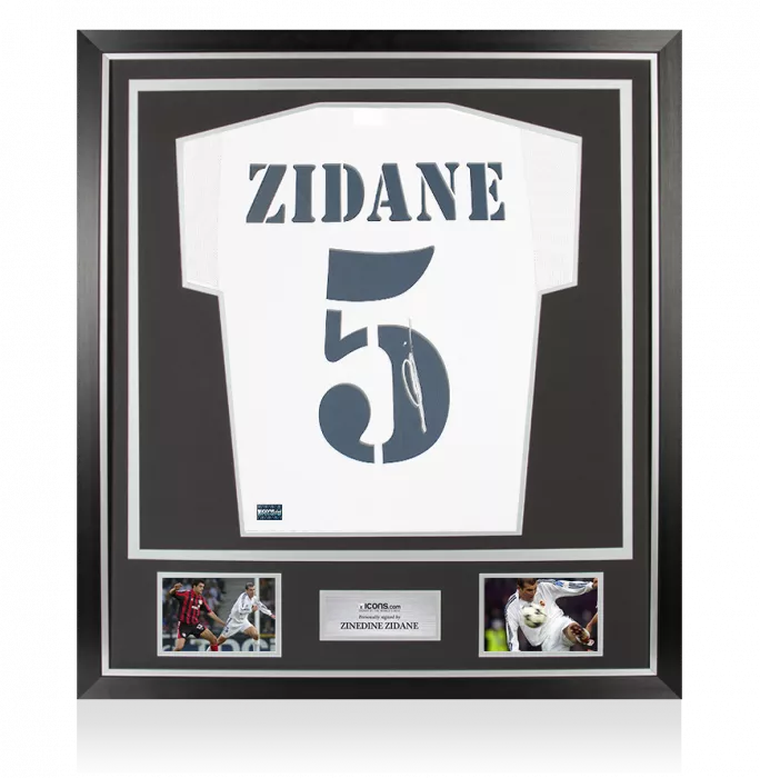 icons Zinedine Zidane Back Signed Real Madrid 2002-03 Home Shirt In Classic Frame