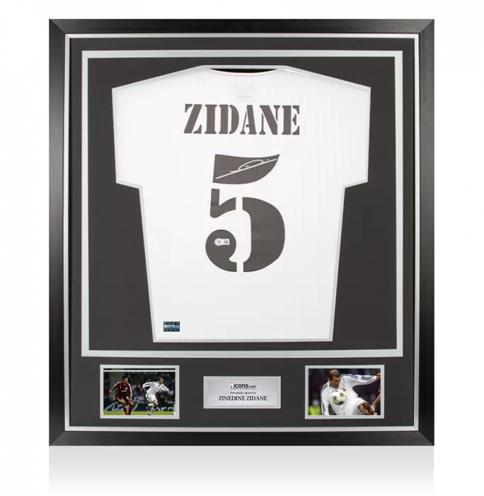 icons Zinedine Zidane Back Signed Real Madrid Icon Shirt In Classic Frame