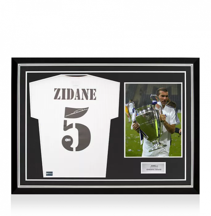 icons Zinedine Zidane Back Signed Real Madrid Icon Shirt In Hero Frame: Option 1