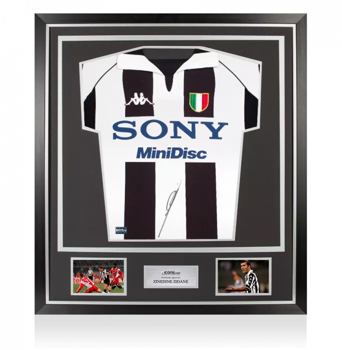 Icons Zinedine Zidane Front Signed Juventus 1997-98 Home Shirt In Classic Frame