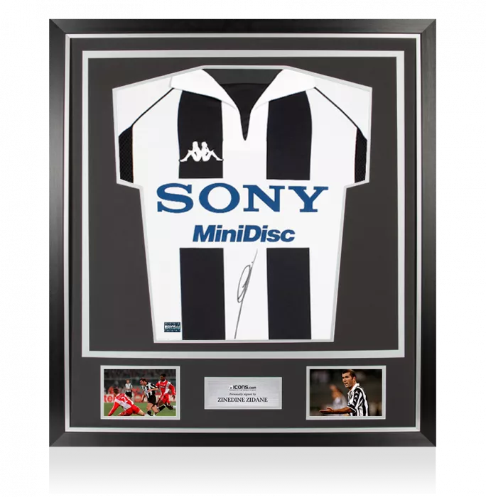 icons Zinedine Zidane Front Signed Juventus 1997-98 Home Shirt In Classic Frame