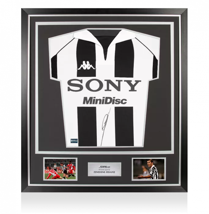 icons Zinedine Zidane Front Signed Juventus 1997-98 Home Shirt In Classic Frame
