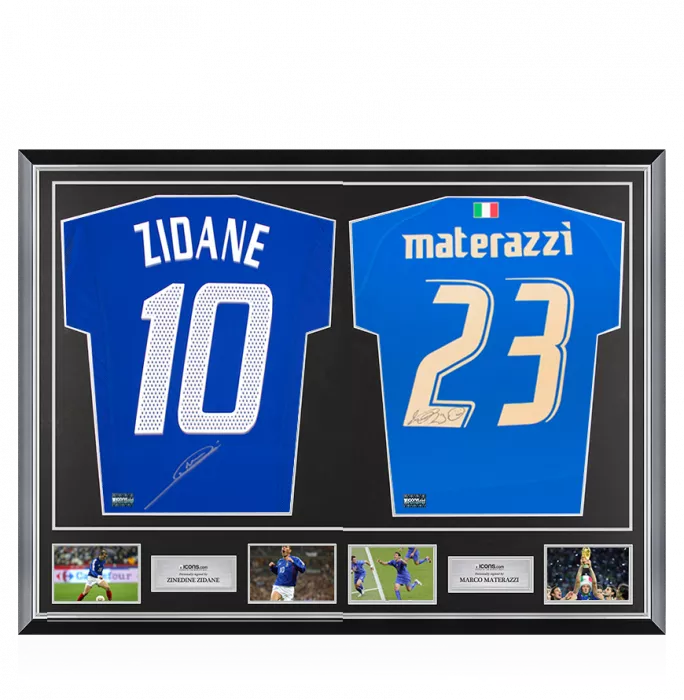 icons Zinedine Zidane & Marco Materazzi Signed France & Italy Shirts In Classic Dual Frame