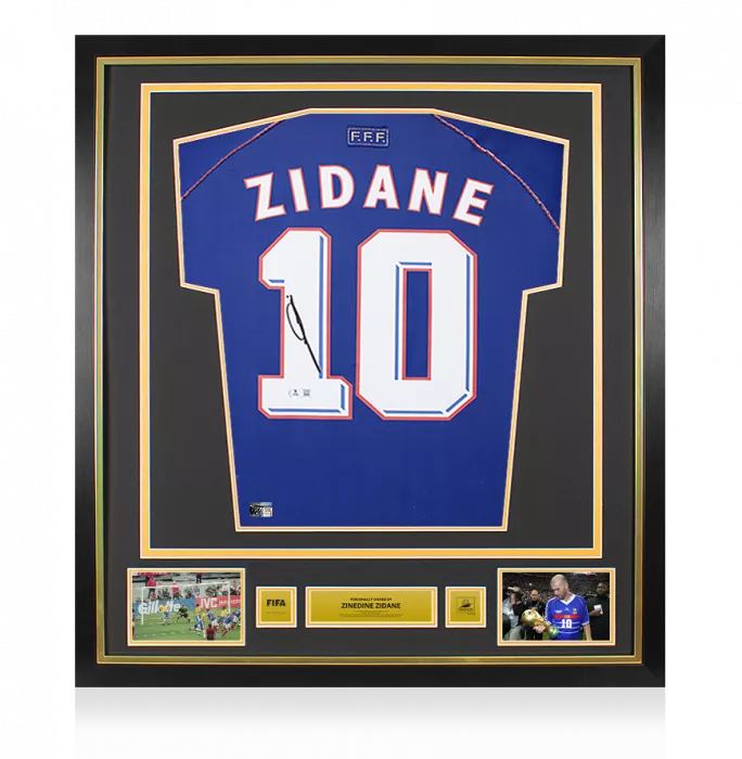 icons Zinedine Zidane Official 1998 FIFA World Cup™ Back Signed and Framed France 1998 Home Shirt