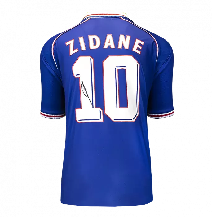 Icons Zinedine Zidane Official 1998 FIFA World Cup™ Back Signed And Framed France 1998 Home Shirt