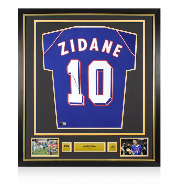 icons Zinedine Zidane Official 1998 FIFA World Cup™ Back Signed and Framed France 1998 Home Shirt