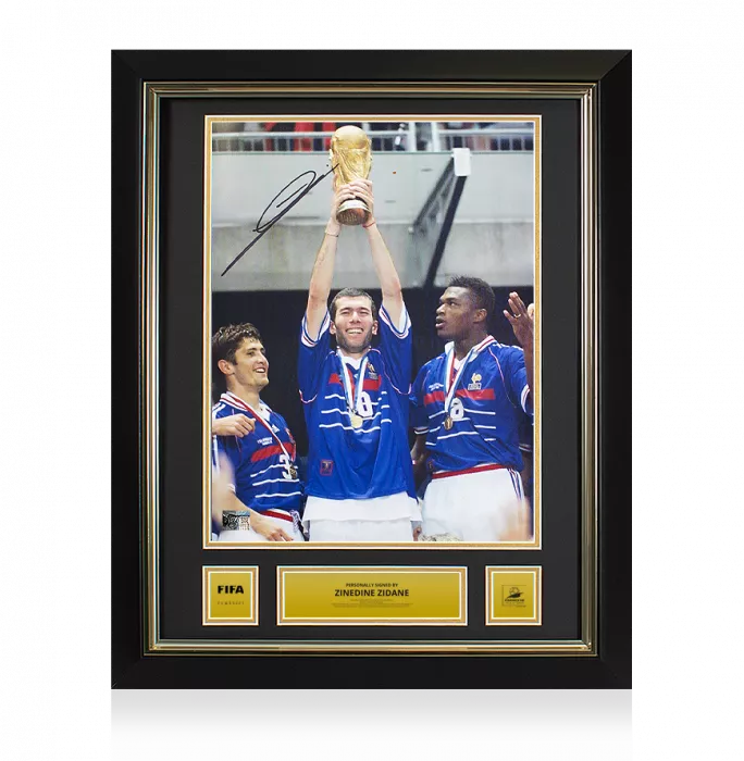 icons Zinedine Zidane Official 1998 FIFA World Cup ™ Signed and Framed France Photo: 1998 Winner