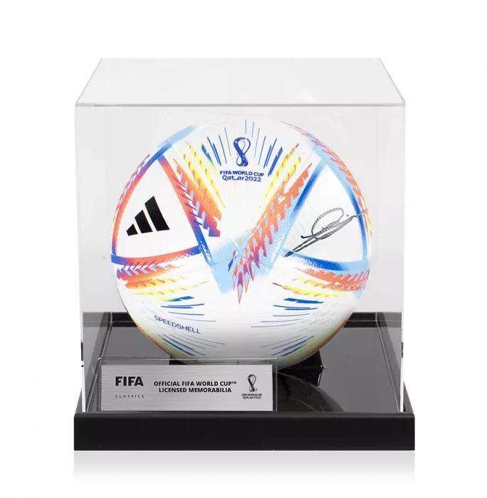 icons Zinedine Zidane Official 2022 FIFA World Cup™ Signed 2022 Football In Acrylic Case