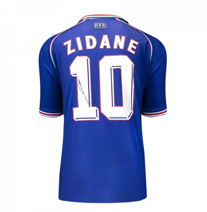 Icons Zinedine Zidane Official Ballon D'Or™ Back Signed And Hero Framed France 1998 Home Shirt