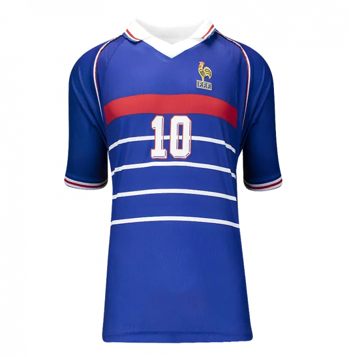 Icons Zinedine Zidane Official Ballon D'Or™ Back Signed And Hero Framed France 1998 Home Shirt