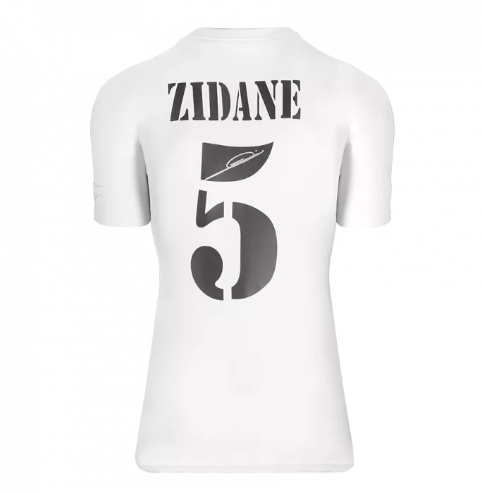 Icons Zinedine Zidane Official UEFA Champions League Back Signed And Framed Real Madrid 2001-02 Home Shirt