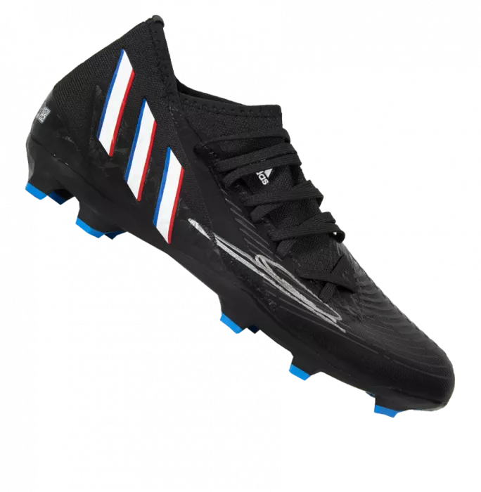 Icons Zinedine Zidane Signed Adidas Boot: Black/Blue In Bubble Frame: Option 1