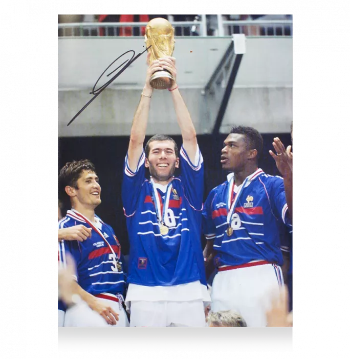 icons Zinedine Zidane Signed France Photo: 1998 World Cup Winner