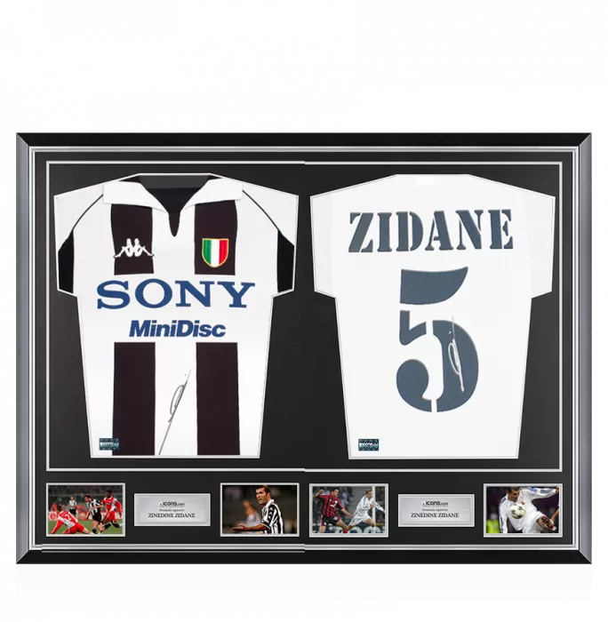 icons Zinedine Zidane Signed Juventus & Real Madrid Shirts In Classic Dual Frame