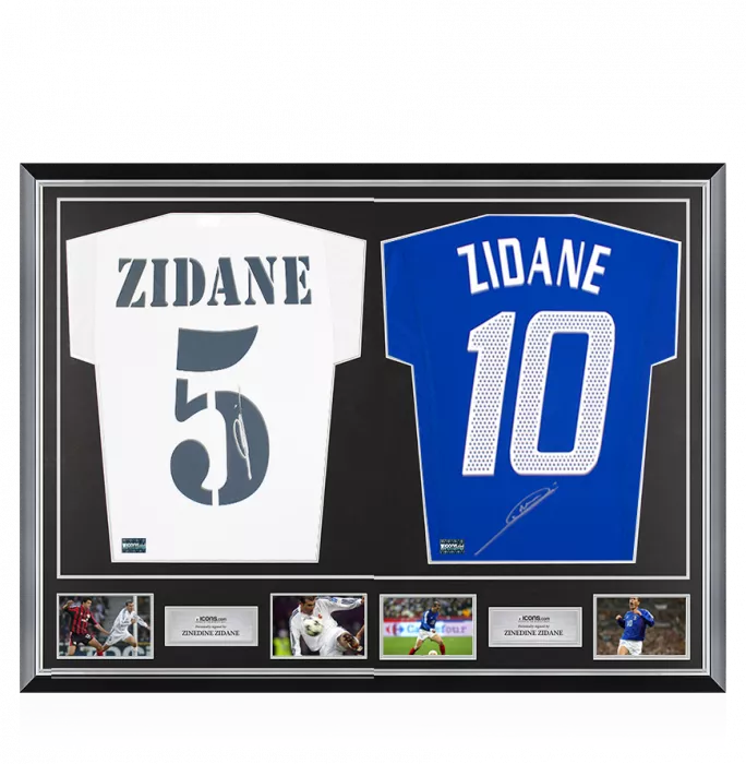 icons Zinedine Zidane Signed Real Madrid & France Shirts In Classic Dual Frame