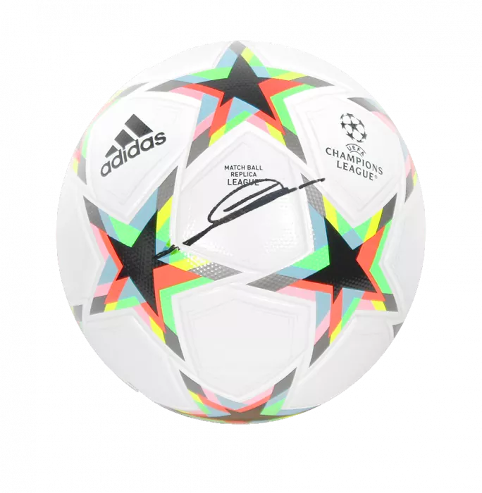 Icons Zinedine Zidane Signed UEFA Champions League Football In Acrylic Case