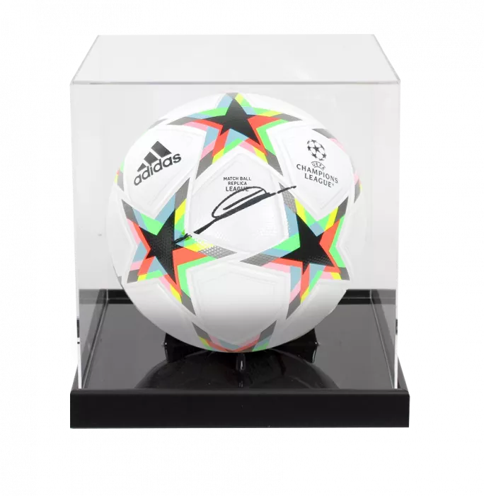 icons Zinedine Zidane Signed UEFA Champions League Football In Acrylic Case