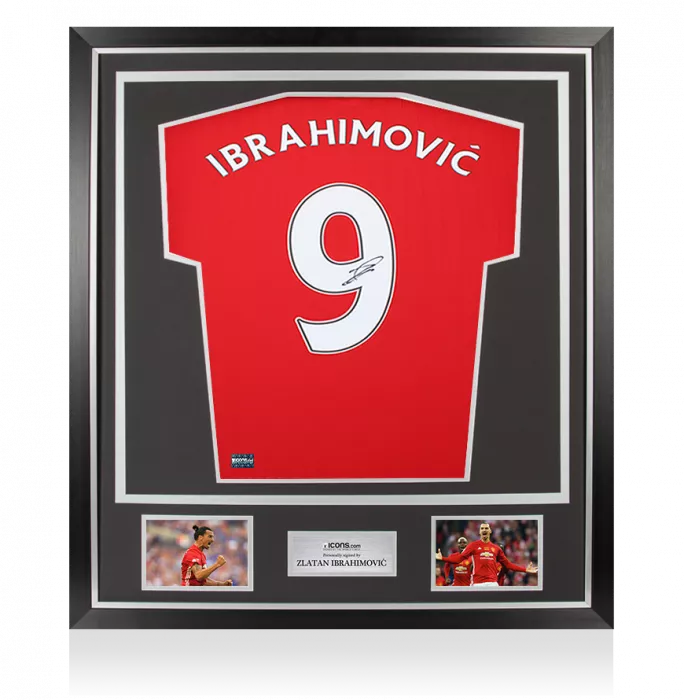 Icons Zlatan Ibrahimovic Back Signed Manchester United 2022-23 Home Shirt With Fan Style Number In Classic Frame