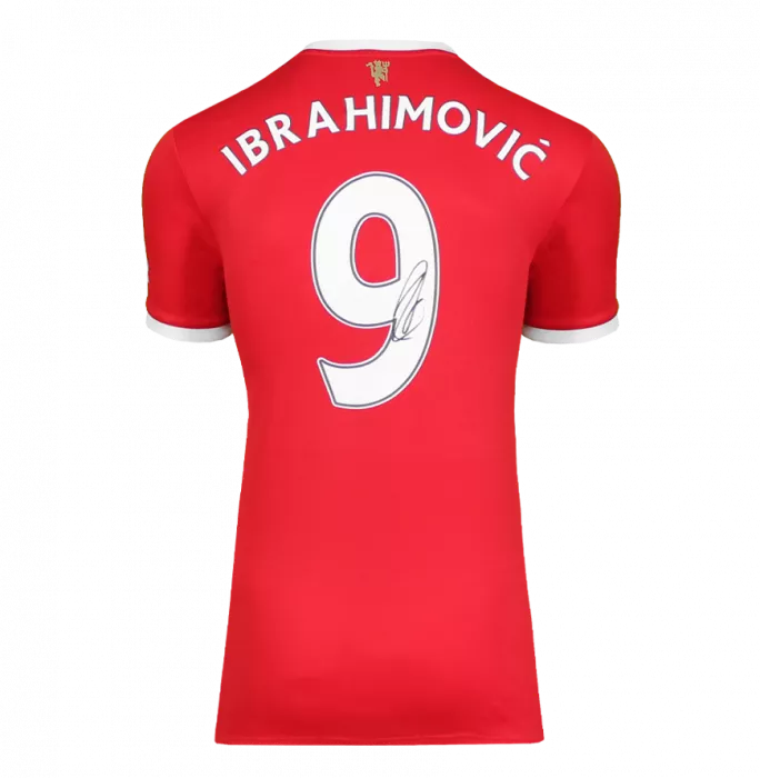 Icons Zlatan Ibrahimovic Back Signed Manchester United 2021-22 Home Shirt With Fan Style Numbers In Hero Frame: Option 1