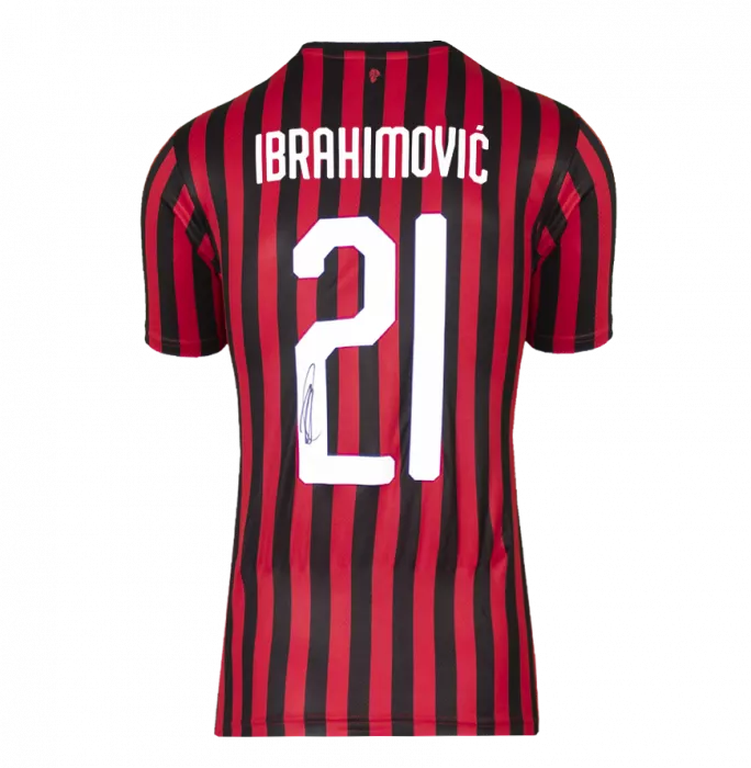 Icons Zlatan Ibrahimovic Official AC Milan Back Signed And Framed 2019-20 Home Shirt