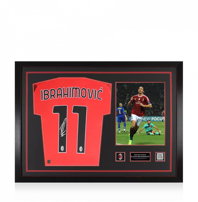 icons Zlatan Ibrahimovic Official AC Milan Back Signed and Framed Modern AC Milan Home Shirt