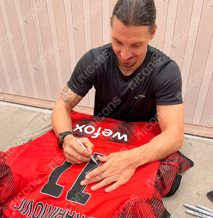 Icons Zlatan Ibrahimovic & Rivaldo Signed AC Milan Home Shirts In Classic Dual Frame