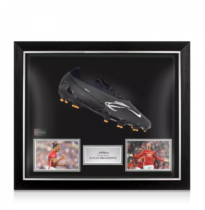 icons Zlatan Ibrahimovic Signed Black Nike Phantom GX Pro FG Boot In Bubble Frame: Option 1