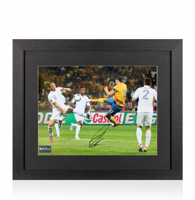 icons Zlatan Ibrahimovic Signed Sweden Photo In Black Wooden Frame: UEFA EURO 2012 Goal vs France