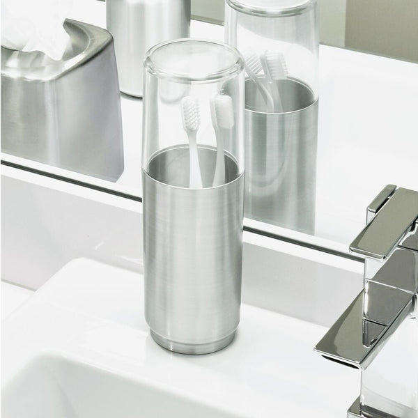 Idesign Austin Covered Toothbrush Holder Clear/Brushed