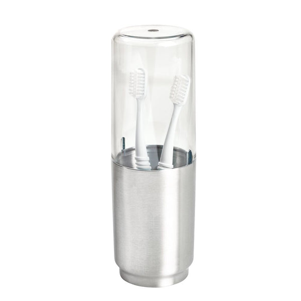 idesign Austin Covered Toothbrush Holder Clear/Brushed