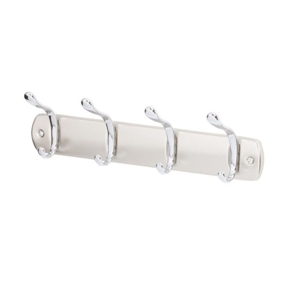 Idesign Bruschia Wall Mounted Rack 4 Hook Brushed/Chrome