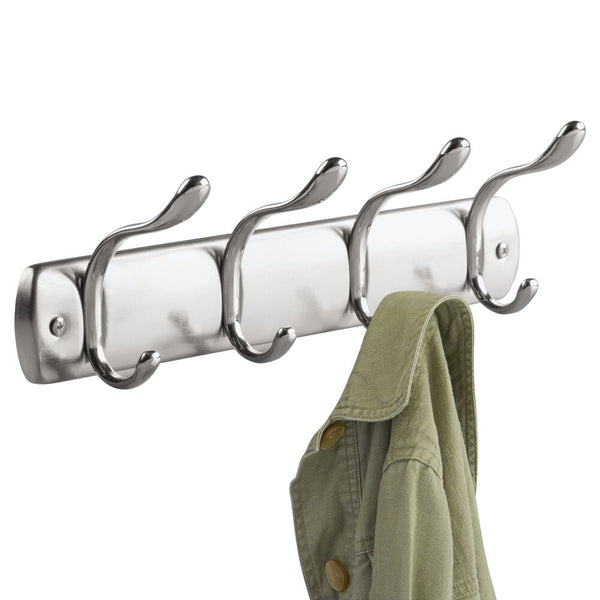 Idesign Bruschia Wall Mounted Rack 4 Hook Brushed/Chrome