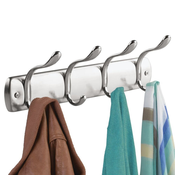 idesign Bruschia Wall Mounted Rack 4 Hook Brushed/Chrome