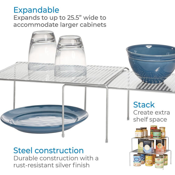 Idesign Classico Expandable & Stackable Cabinet Shelves Silver