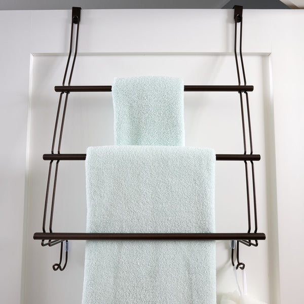 Idesign Classico Over Shower Door Towel Rack 3 Bronze