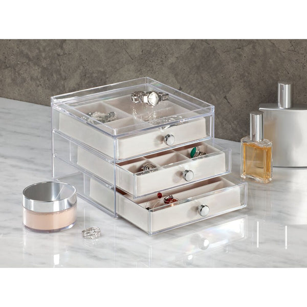 Idesign Drawers Jewelry Box - 3 Drawer Slim Clear/Ivory