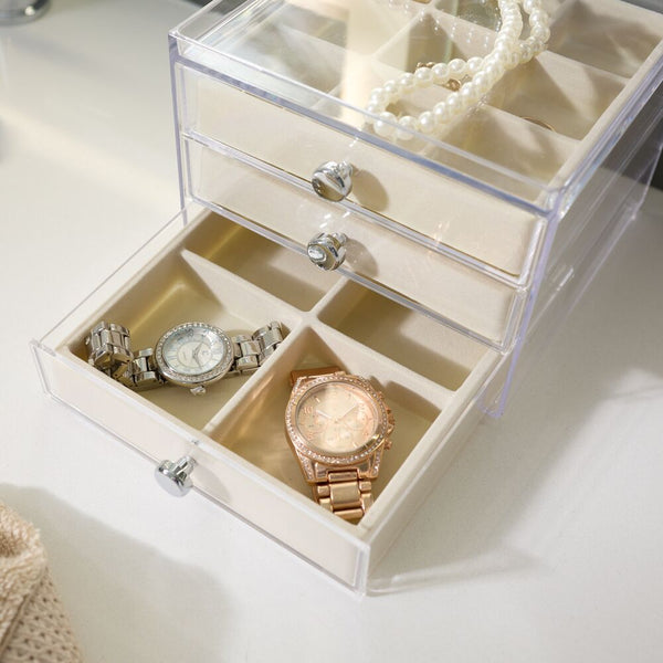 Idesign Drawers Jewelry Box - 3 Drawer Slim Clear/Ivory