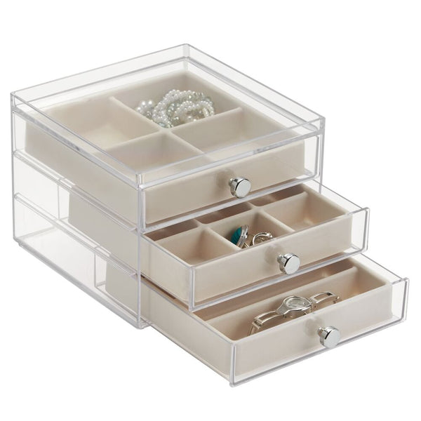 idesign Drawers Jewelry Box - 3 Drawer Slim Clear/Ivory