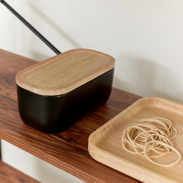 Idesign Eco Office Ceramic Bin With Lid Matte Black