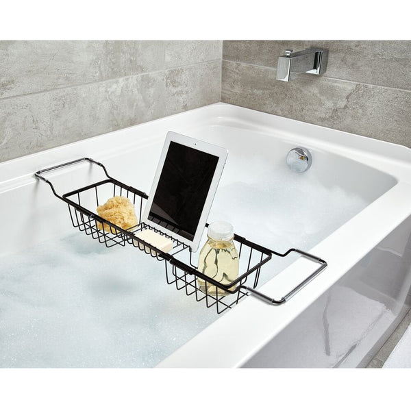 Idesign Everett Adjustable Over Bathtub Caddy Matte Black