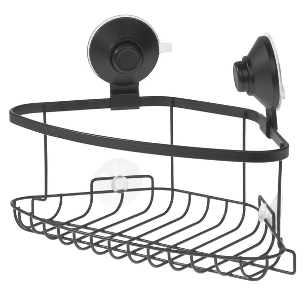 Idesign Everett Push Lock Suction Corner Basket Matte Black