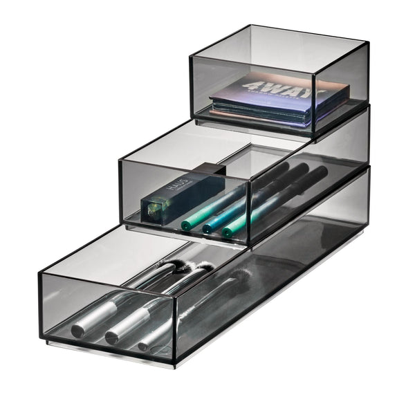 idesign iDesign 3-Piece Cosmetic Organizer Set Smoke