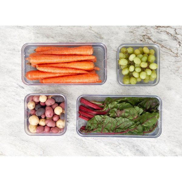 Idesign IDesign 4-Piece Recycled Plastic Refrigerator Organizer Bin Set With Lids Clear/White