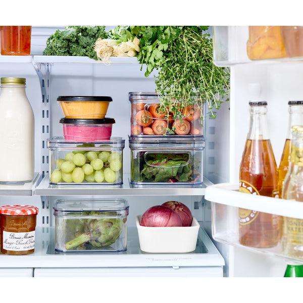 Idesign IDesign 4-Piece Recycled Plastic Refrigerator Organizer Bin Set With Lids Clear/White