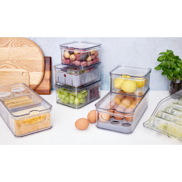 Idesign IDesign 7-Piece Recycled Plastic Crisp Refrigerator Organizer Bin Set With Lids