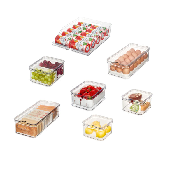 idesign iDesign 7-Piece Recycled Plastic Crisp Refrigerator Organizer Bin Set with Lids