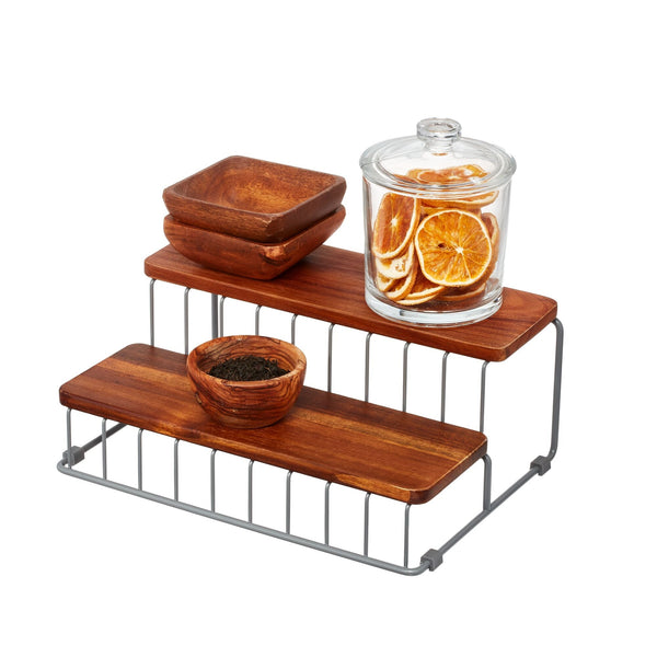 Idesign IDesign Acacia Wood And Wire Tier Organizer