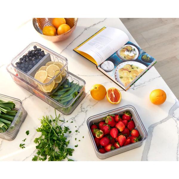 Idesign IDesign BPA Free Recycled Crisp Fridge Divided Bin 8.32"x 6.32"x 3.76"